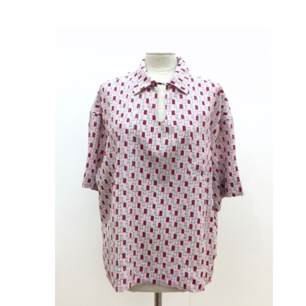Marni Geometric Print Short Sleeve Blouse